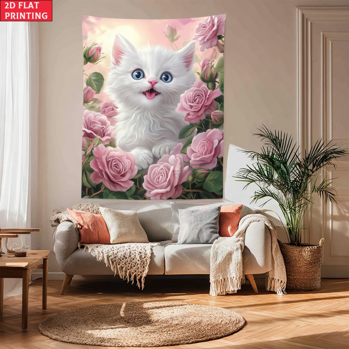 Baby Nursery Colors - Tapisserie de jardin de roses chaton