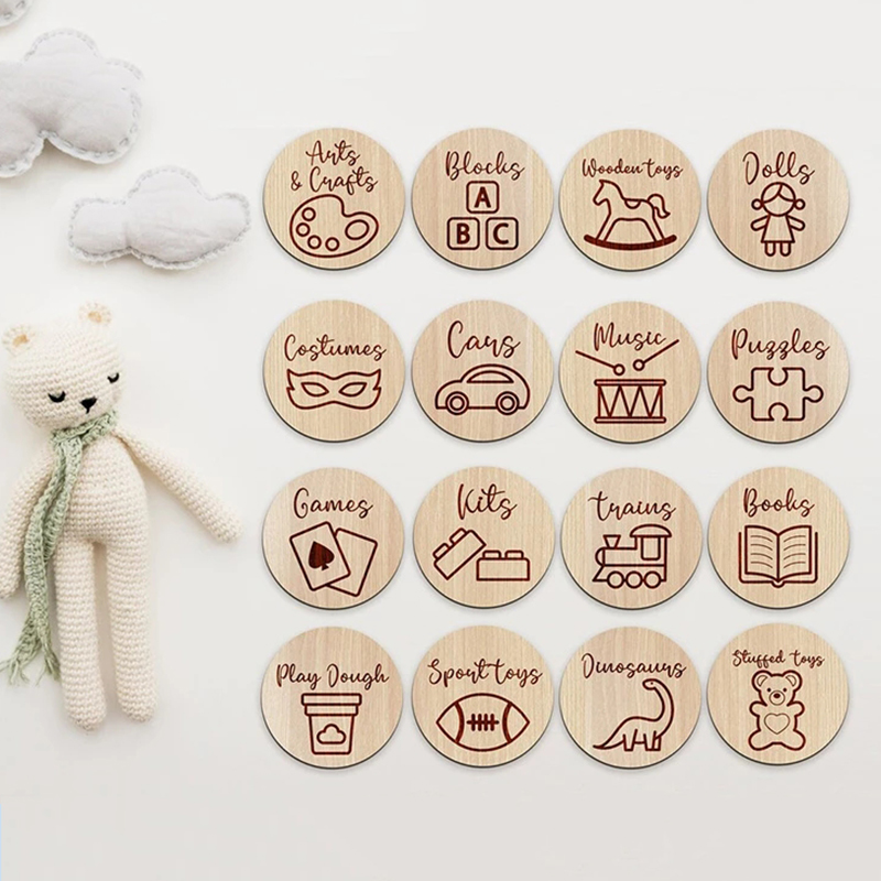 Baby Nursery Items - Étiquettes de rangement en bois pour