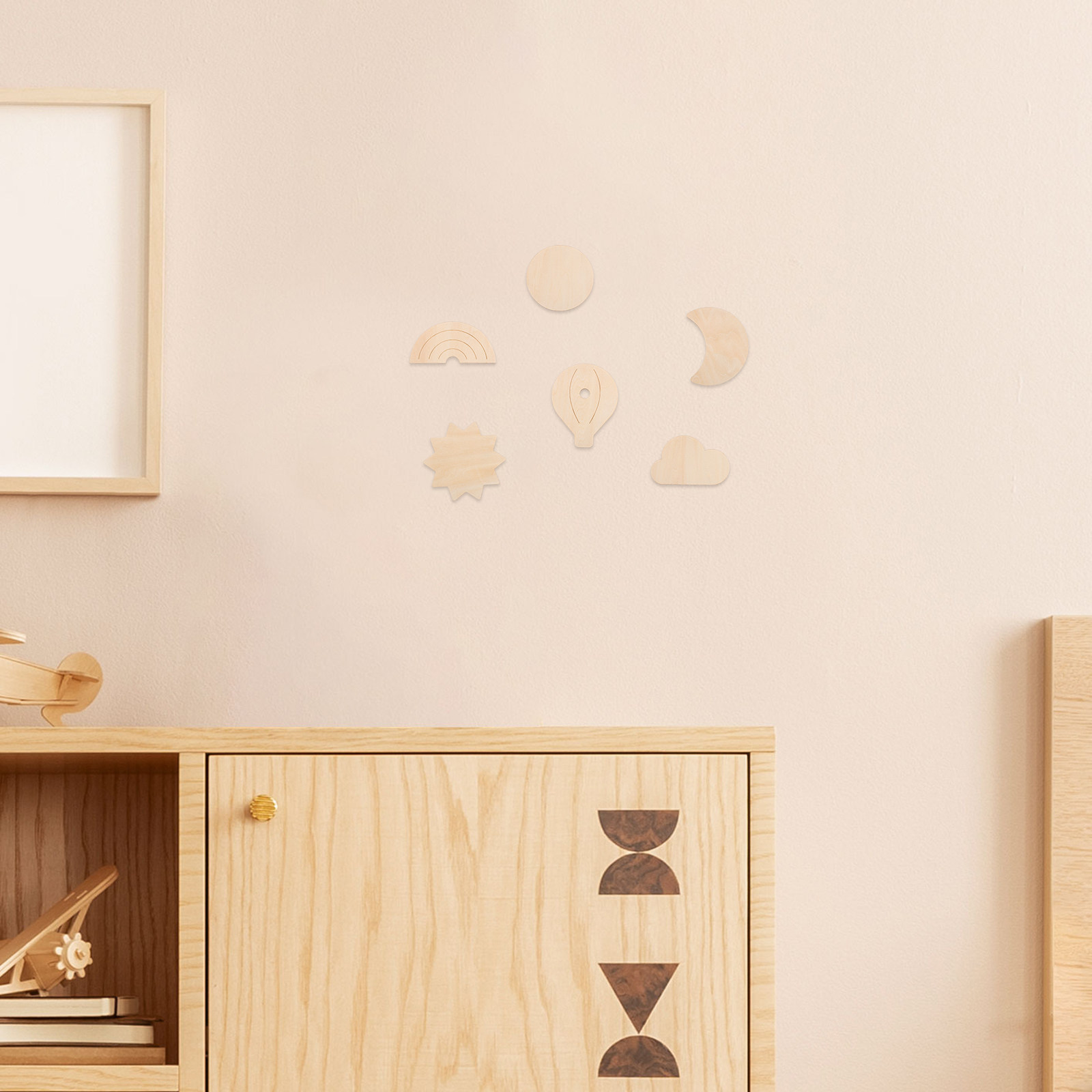 Baby Nursery Hot Air Balloon Theme - 6 autocollants muraux en bois, thème