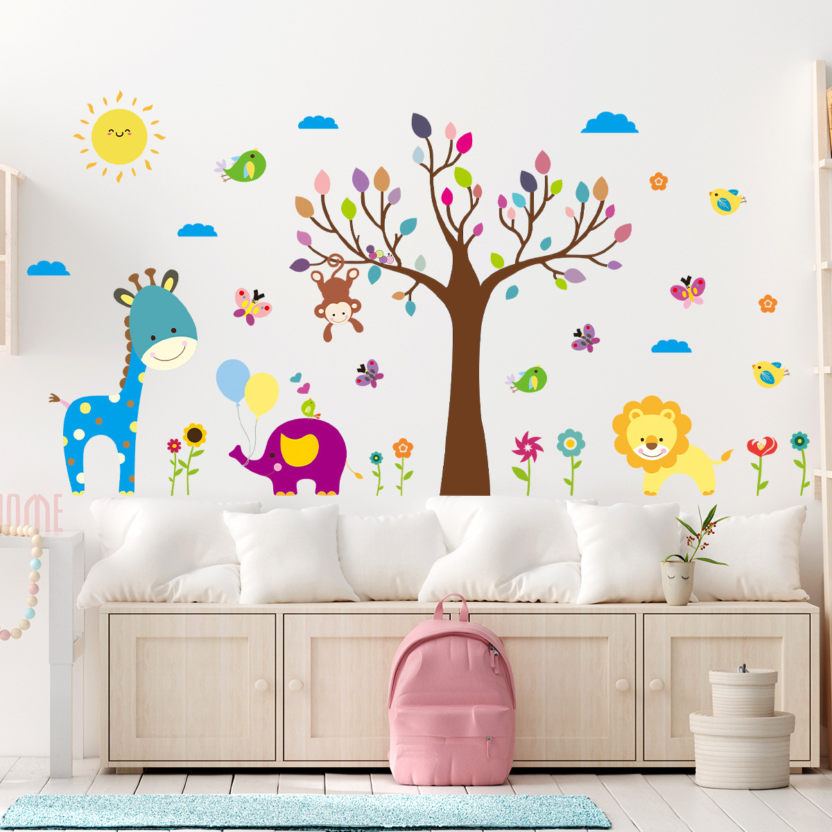 Baby Nursery Tree - Autocollants Muraux avec Graffiti Coloré pour