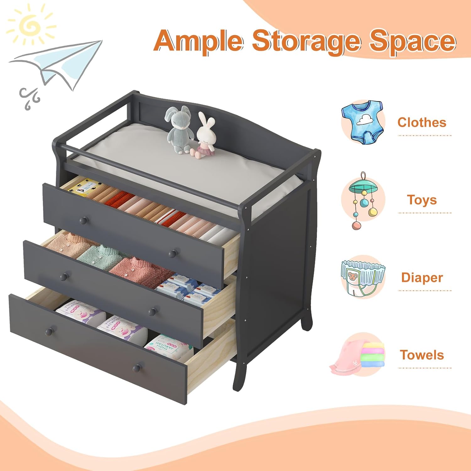Table à langer pour bébé à 3 t - Baby Nursery Drawers avis et prix