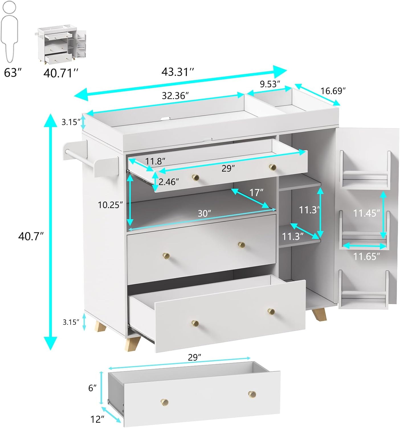 Table à langer pour bébé, stat - Baby Nursery Drawers avis et prix