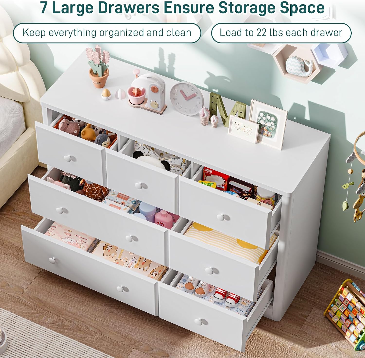 Commode à 7 tiroirs pour enfan - Baby Nursery Drawers avis et prix